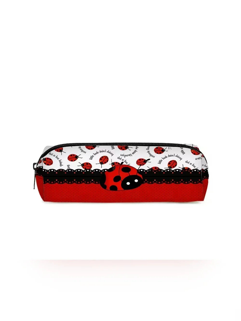 Ladybug Print Zipper Pouch And Makeup Pencil Case